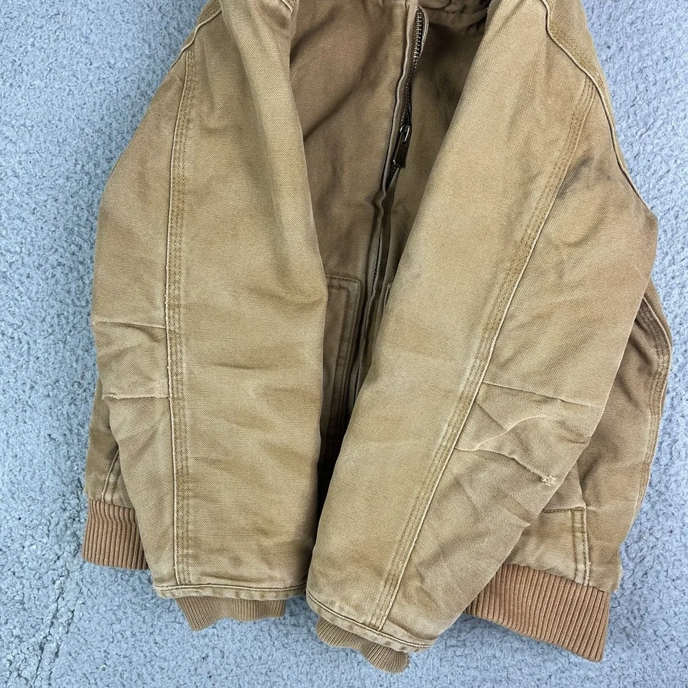 Carhartt‎ Canvas Quilted Lined Jacket Tan Brown Distressed Kids Small